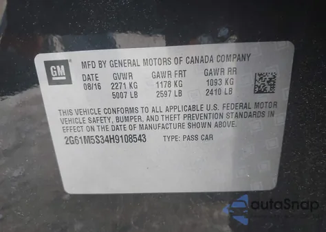 2017 Cadillac Xts Luxury z USA, uszkodzony, nr VIN 2G61M5S34H9108543